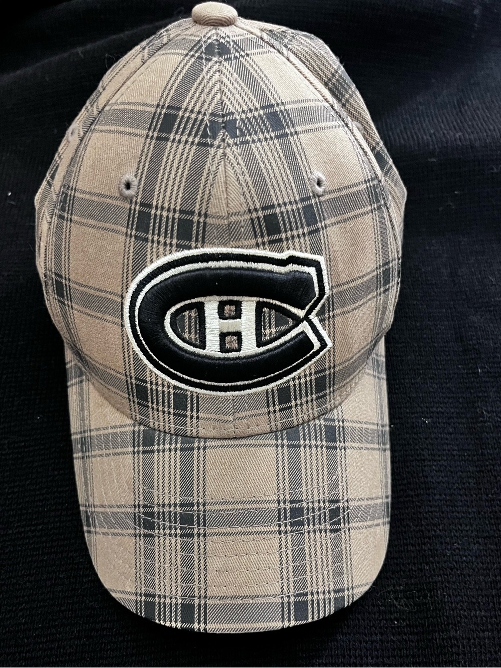 Montreal Canadiens Plaid Baseball Hat Cap NHL Habs Tan Brown Gray Logo